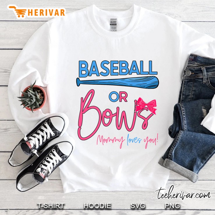 Baseball Or Bows Gender Reveal Party Idea For Mommy Premium Sweatshirt