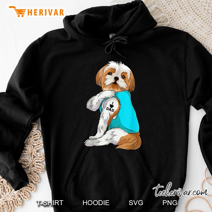 Fun Shih Tzu I Love Dad Tattoo Apparel, Dog Dad Gifts Dads Hoodie