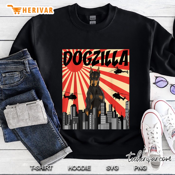 Funny Retro Japanese Dogzilla Doberman Pinscher Sweatshirt