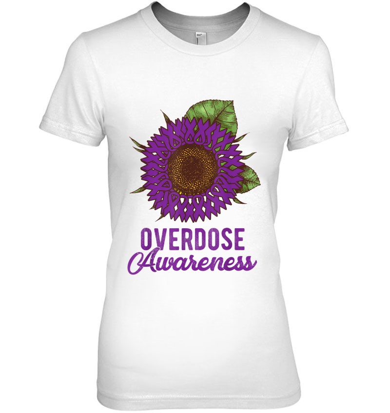 Purple Sunflower Ribbon Overdose Awareness Supporter