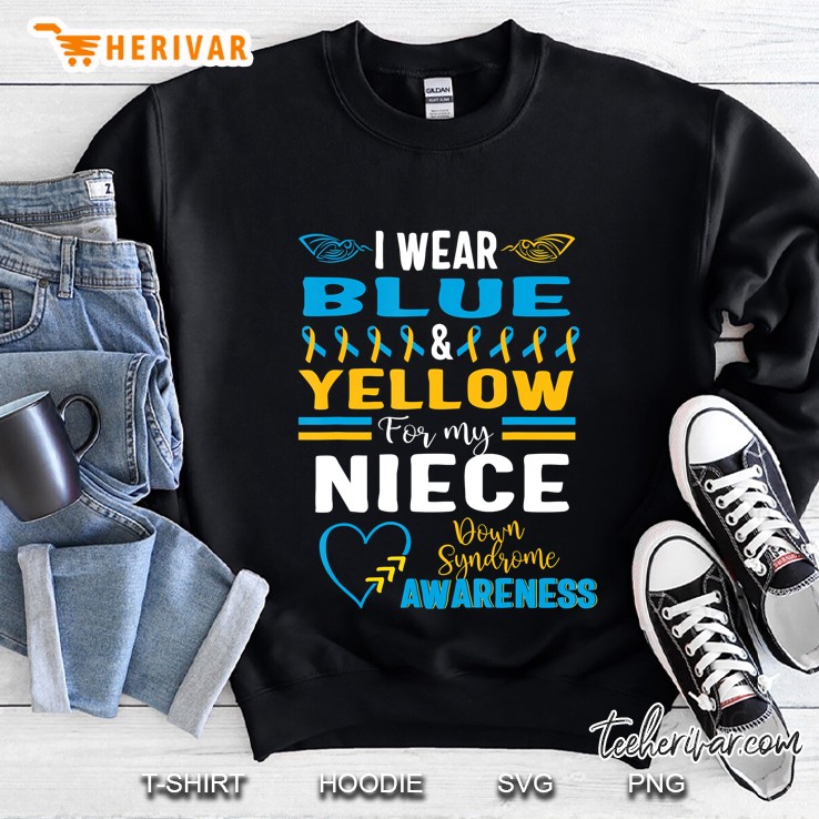 Down Syndrome Awareness T21 I Wear Blue Yellow For My Niece Sweatshirt