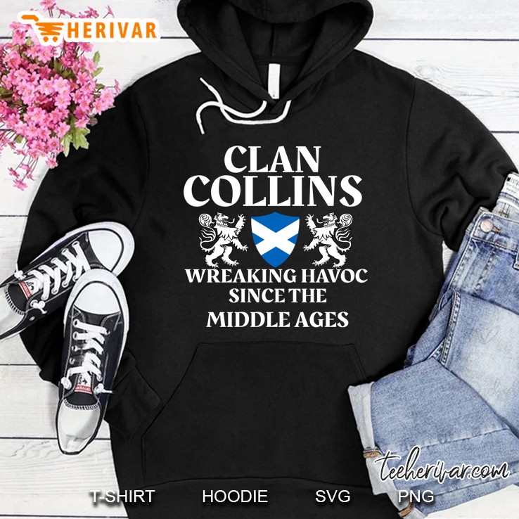 Clan Collins Scottish Family Kilt Tartan Lion Name Hoodie