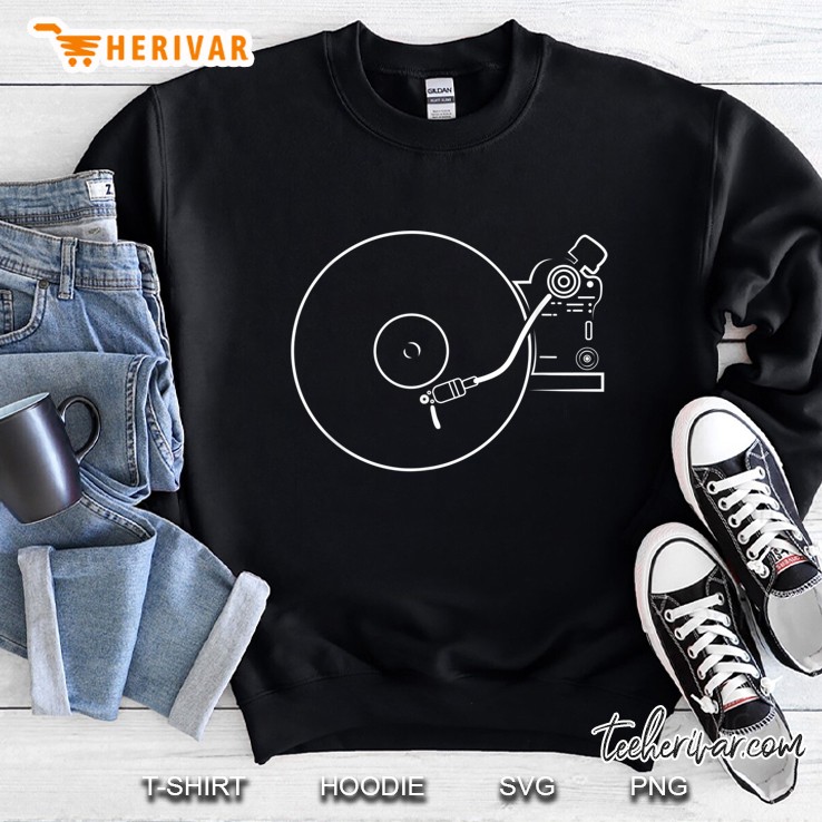 Vinyl Record Player Retro Sketch Music Dj Drawing Print Sweatshirt