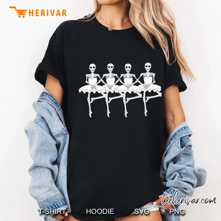 Halloween Shirt For Dancers Funny Skeleton Swan Lake Ballet Ladies Tee
