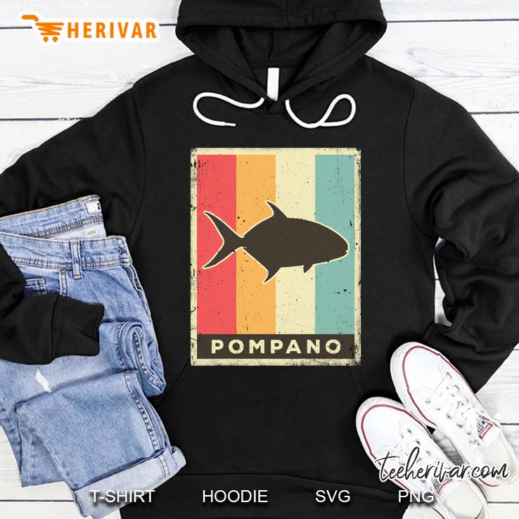 Pompano Fish Lover Vintage Retro Poster Animal Hoodie