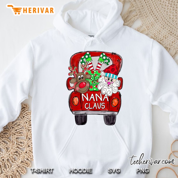 Womens Nana Claus Christmas - Reindeer And Santa Claus Premium Hoodie