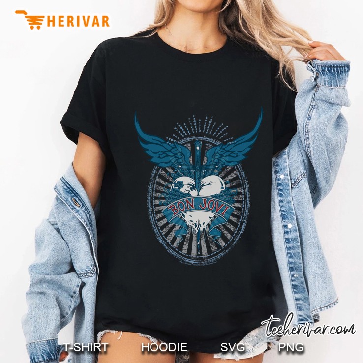 Bon Jovi Winged Heart Raglan Baseball Tee Ladies Tee