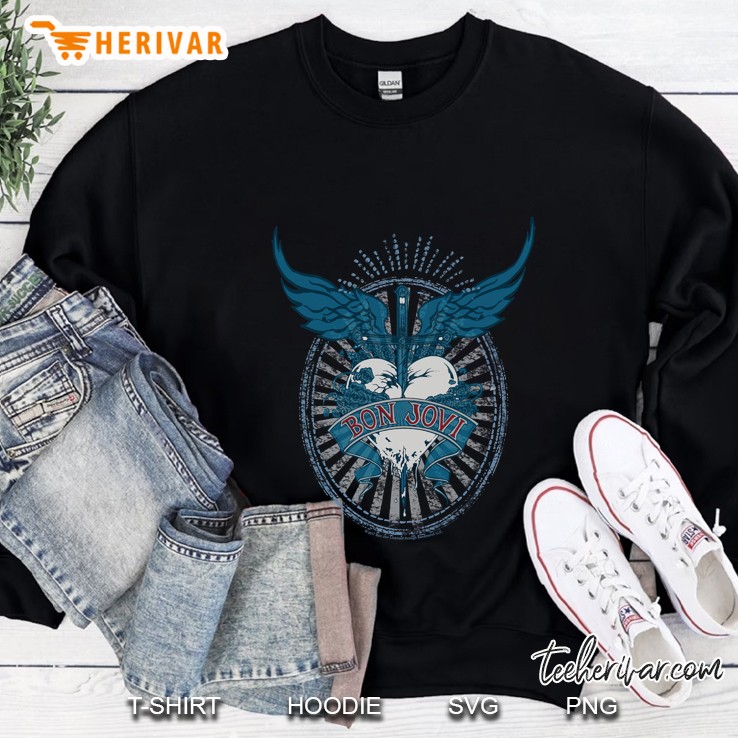 Bon Jovi Winged Heart Raglan Baseball Tee Sweatshirt
