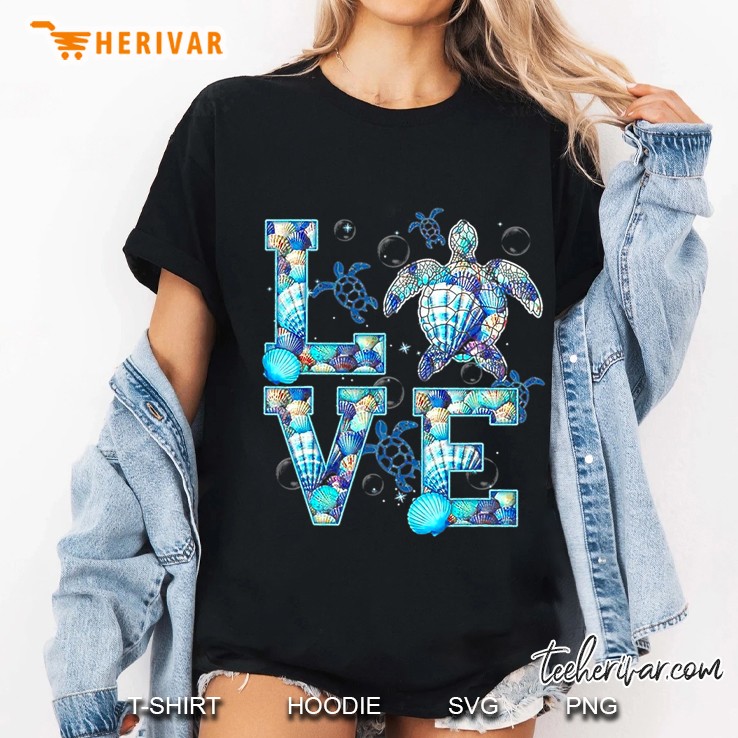 Love Turtle Ocean Design Sea Turtle Love Shell Pattern Ladies Tee