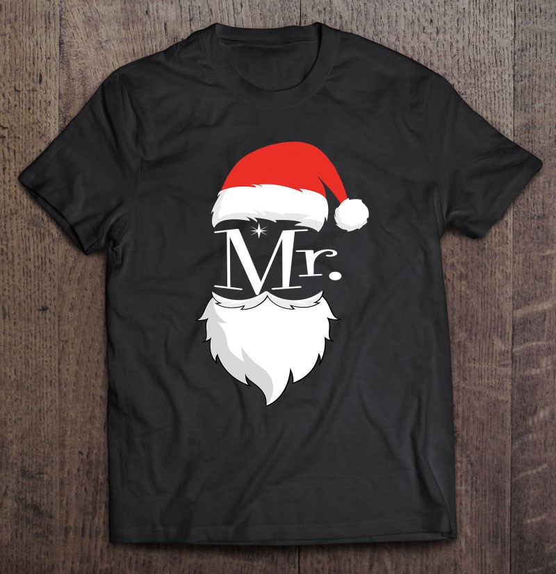 Black Mr and Mrs Santa Clause Unisex T-Shirt