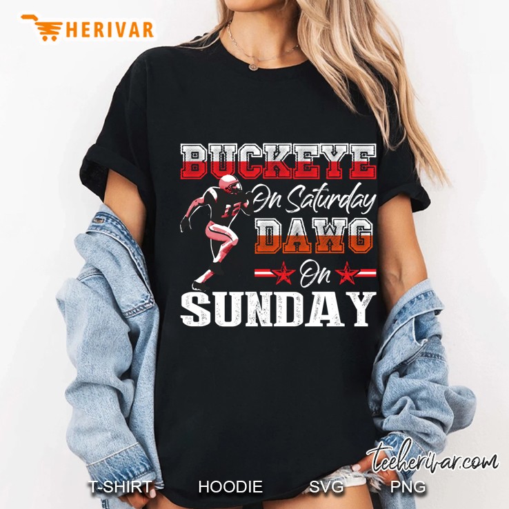 Buckeye On Saturday Dawg On Sunday Ohio Cleveland Sports Fan Ladies Tee