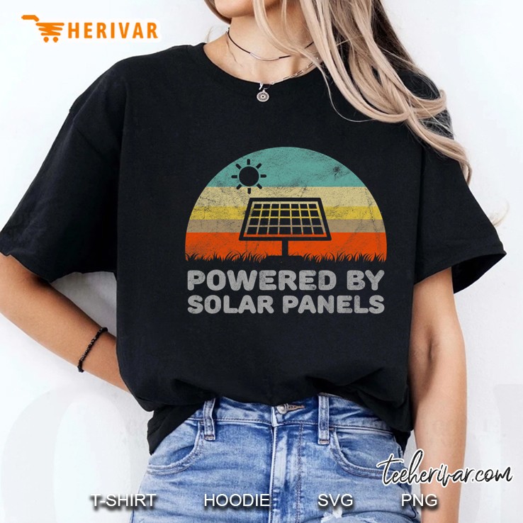 Funny Powered By Solar Panels Environmental Solar Power Ladies Tee