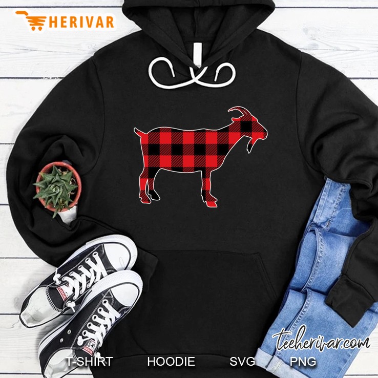 Red Plaid Goat Santa Hat Funny Christmas Pajama Hoodie
