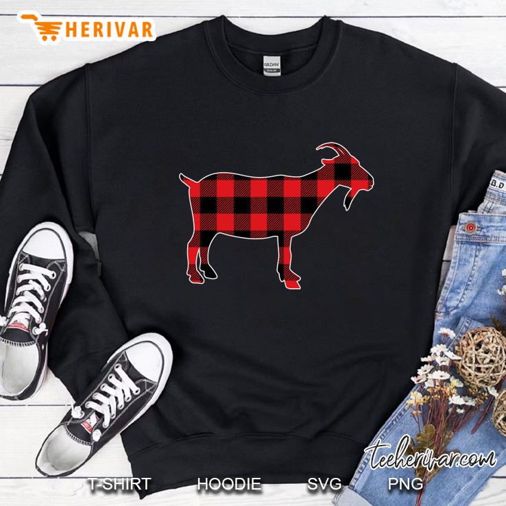 Red Plaid Goat Santa Hat Funny Christmas Pajama Sweatshirt