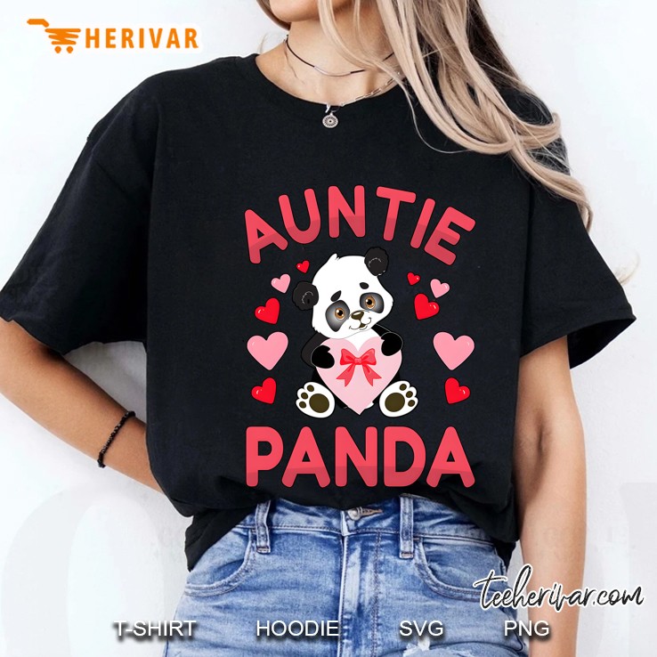 Auntie Panda Love Heart Tshirt For Favorite & Best Aunt Bae Ladies Tee