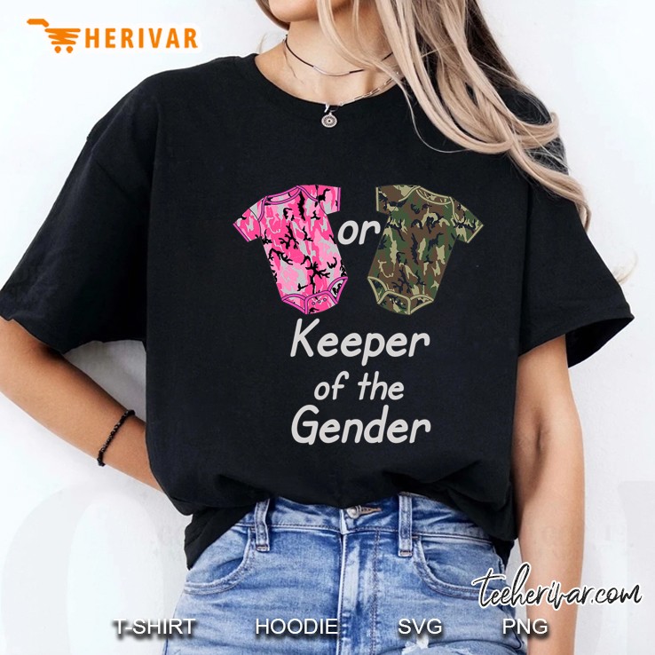 Keeper Of The Gender Reveal Pink Or Green Camouflage Ladies Tee