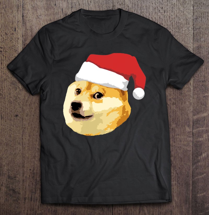 Christmas Doge Meme Shiba Inu Funny Japanese Dog Santa Hat T Shirts ...