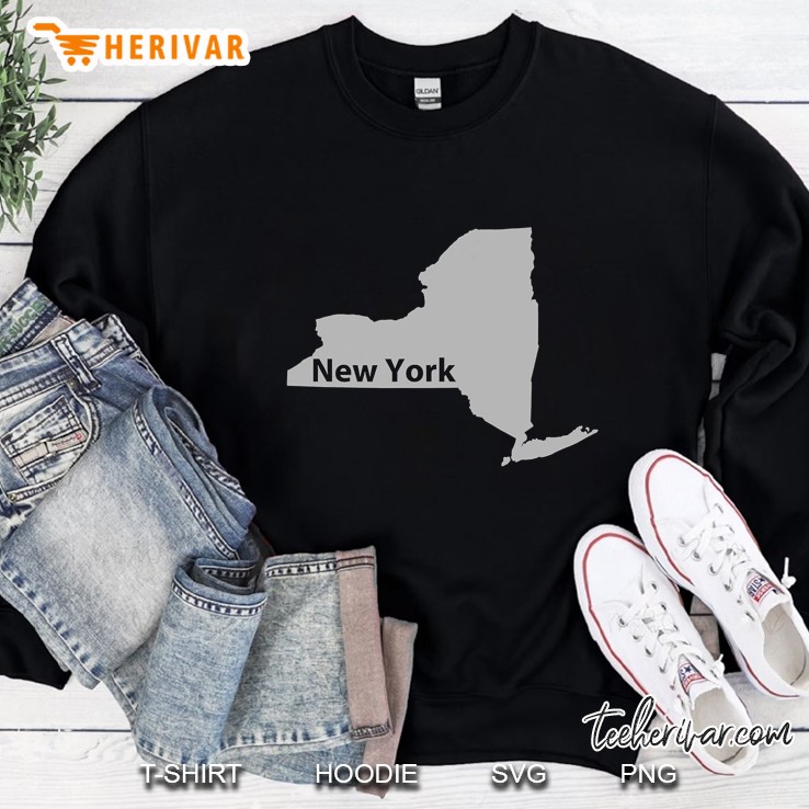 New York Map Outline State Home Pride Sweatshirt