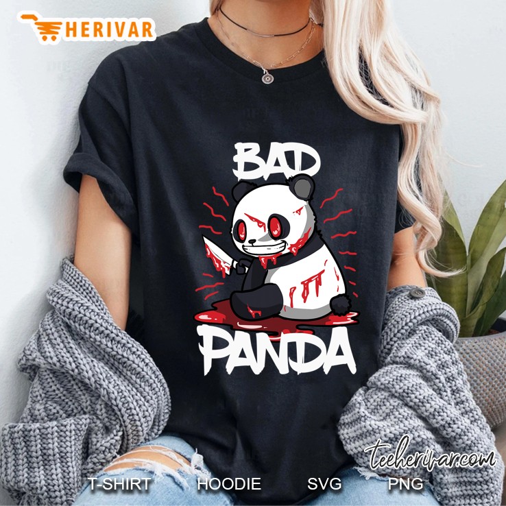 Funny Horror Panda Bear Halloween Gift Evil Bad Panda Ladies Tee