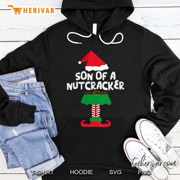 Womens Son Of A Nutcracker Elf Matching Christmas Shirts & Pajamas Hoodie