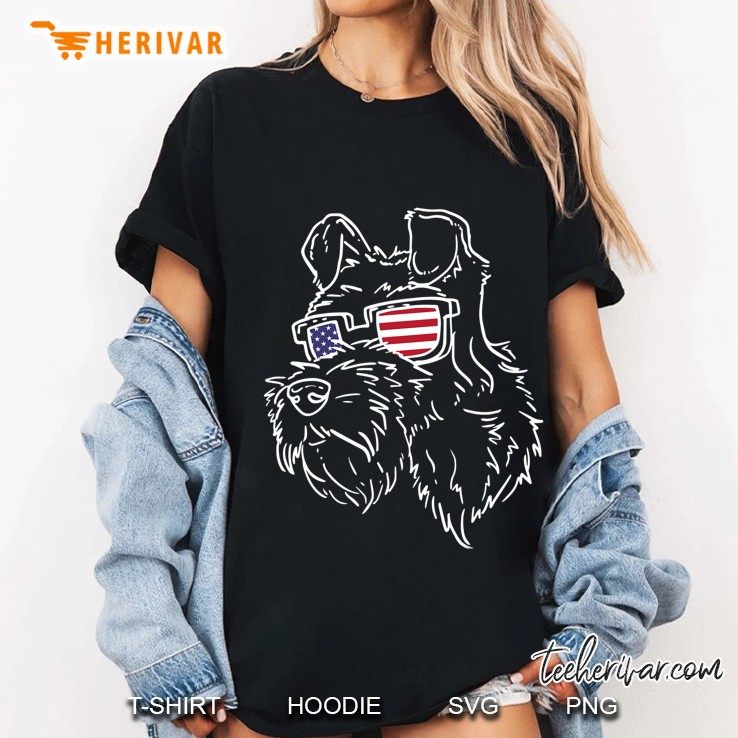Miniature Schnauzer Usa Flag 4Th Of July Ladies Tee