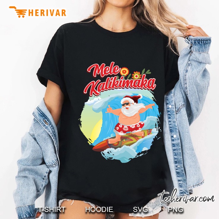 Christmas In July Hawaiian Santa Shaka Aloha Mele Kalikimaka Ladies Tee