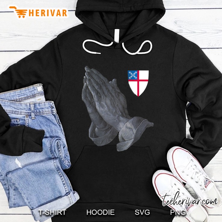 Episcopal Church Shield Emblem With Praying Hands Hoodie