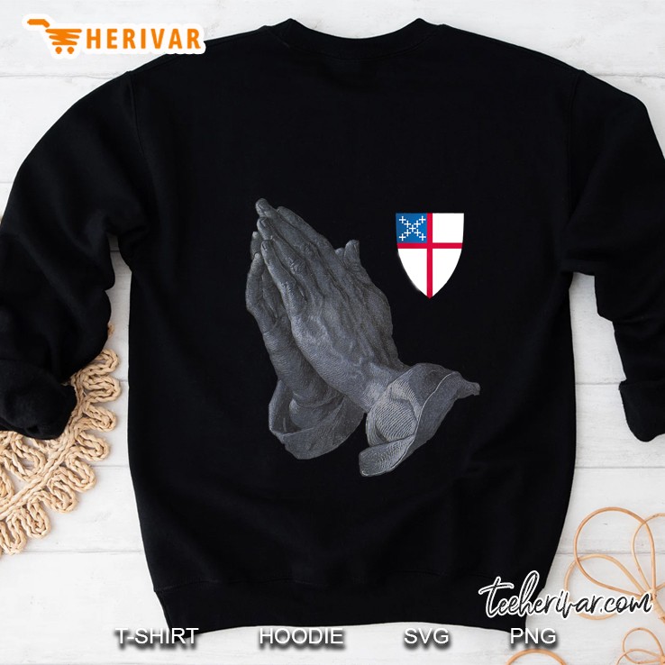 Episcopal Church Shield Emblem With Praying Hands Sweatshirt