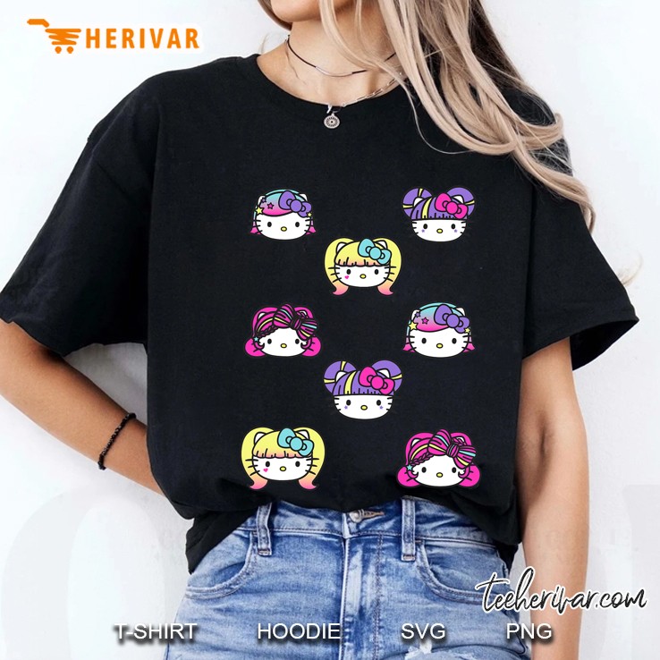 Hello Kitty Kawaii Multi Hair Do Tee Shirt Ladies Tee