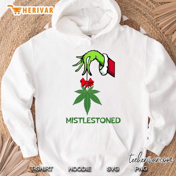 Mistlestoned Funny Stoner Marijuana The Grinch Hand Christmas Hoodie