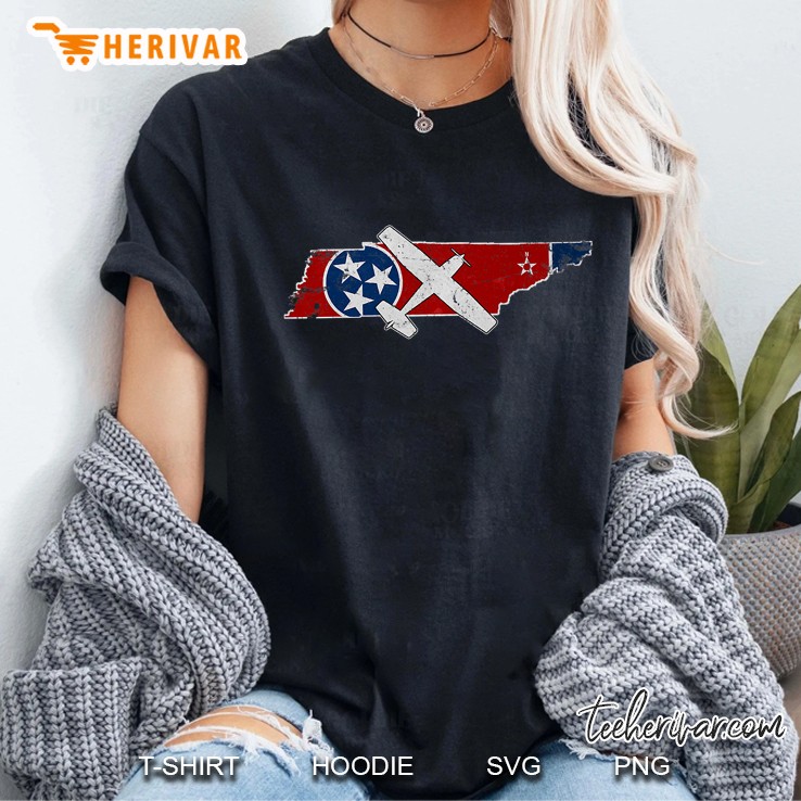 Tennessee Pilot State Flag C172 Skyhawk Airplane Vintage Premium Ladies Tee