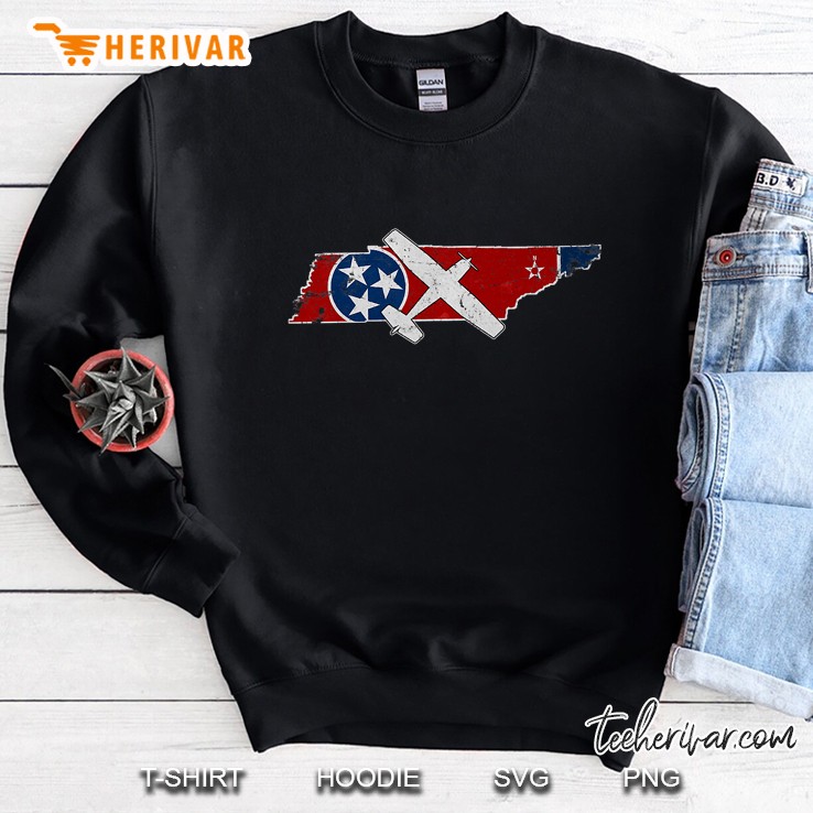 Tennessee Pilot State Flag C172 Skyhawk Airplane Vintage Premium Sweatshirt