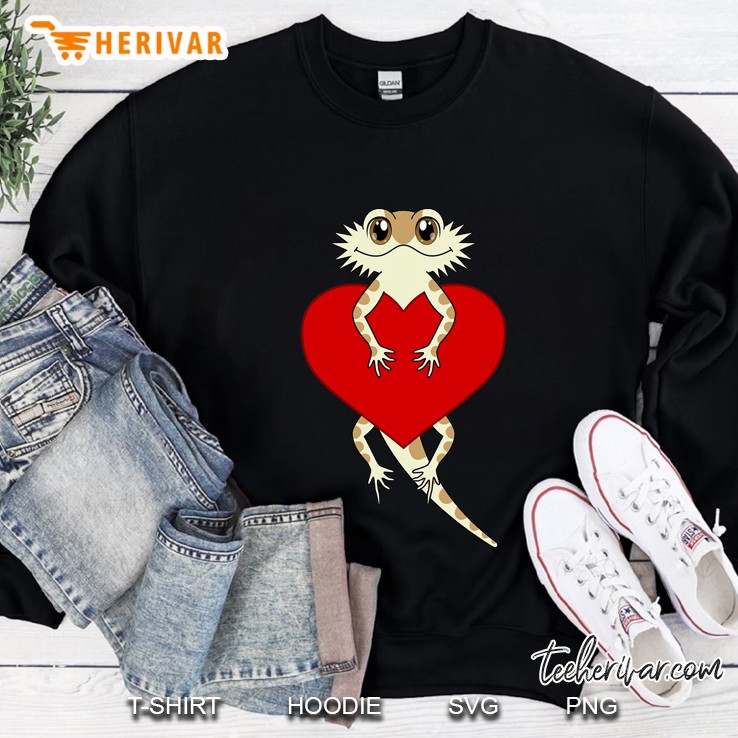 Cute Cartoon Bearded Dragon Valentines Day Shirt Heart Sweatshirt