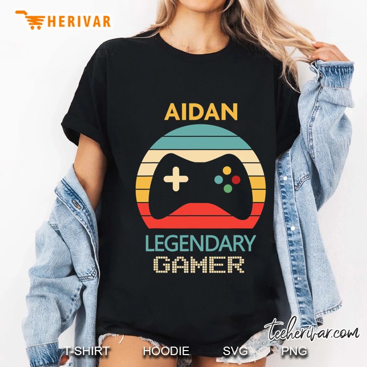 Aidan Name Gift - Personalized Legendary Gamer Ladies Tee
