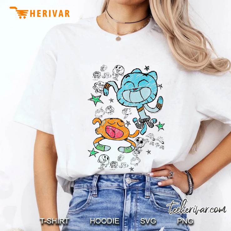 Cn The Amazing World Of Gumball & Darwin Sketches Premium Ladies Tee