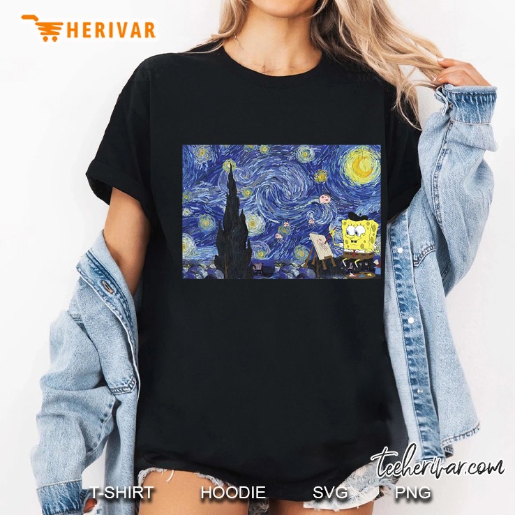 Spongebob Squarepants Starry Night Painting Ladies Tee