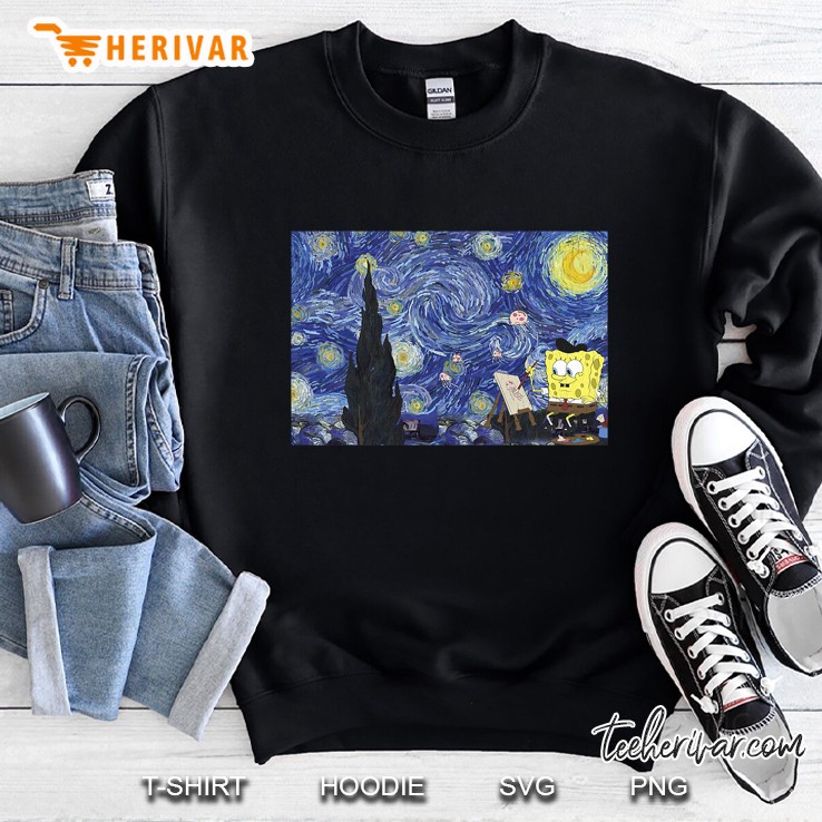 Spongebob Squarepants Starry Night Painting Sweatshirt