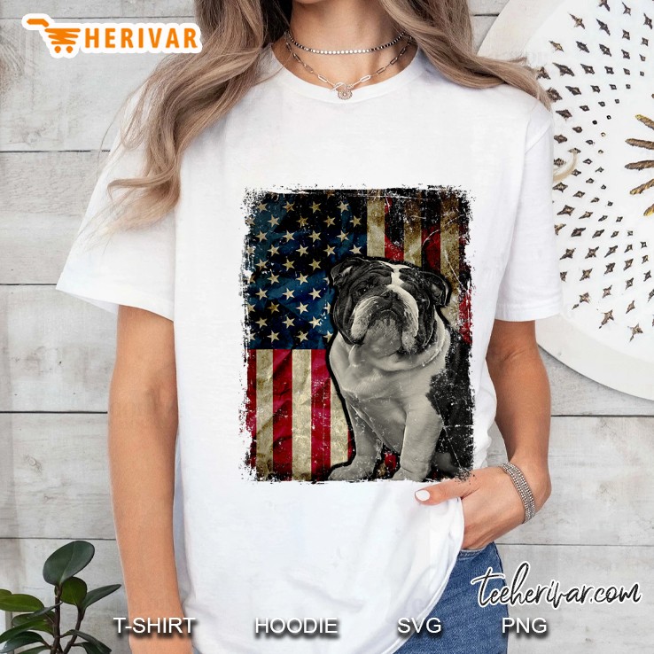 Bulldog Dog 4Th Of July American Flag Patriotic Gift Ladies Tee