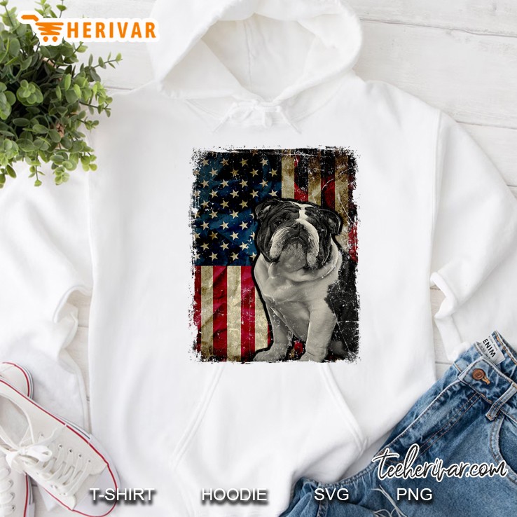 Bulldog Dog 4Th Of July American Flag Patriotic Gift Hoodie