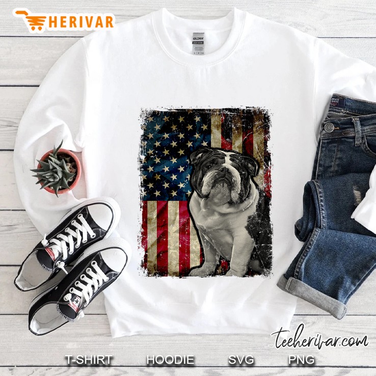 Bulldog Dog 4Th Of July American Flag Patriotic Gift Sweatshirt