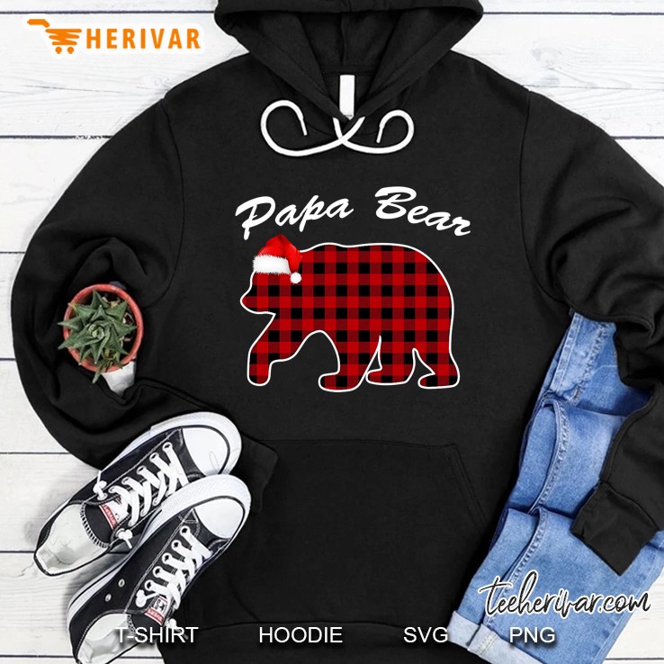 Papa Bear Red Plaid Buffalo Family Christmas Pajamas Hoodie
