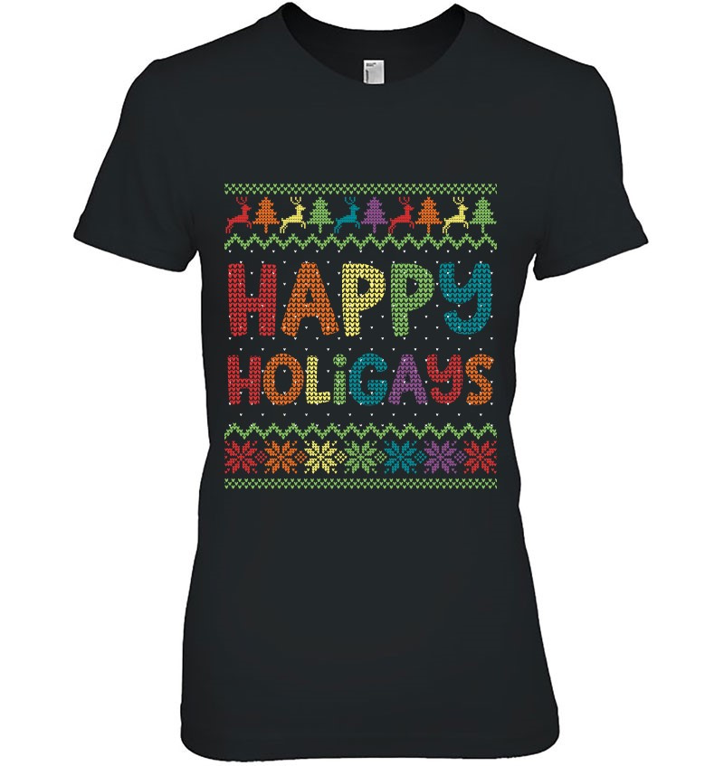 Gay Christmas Funny LGBT Happy Holigays Rainbow Party Gift Sweatshirt