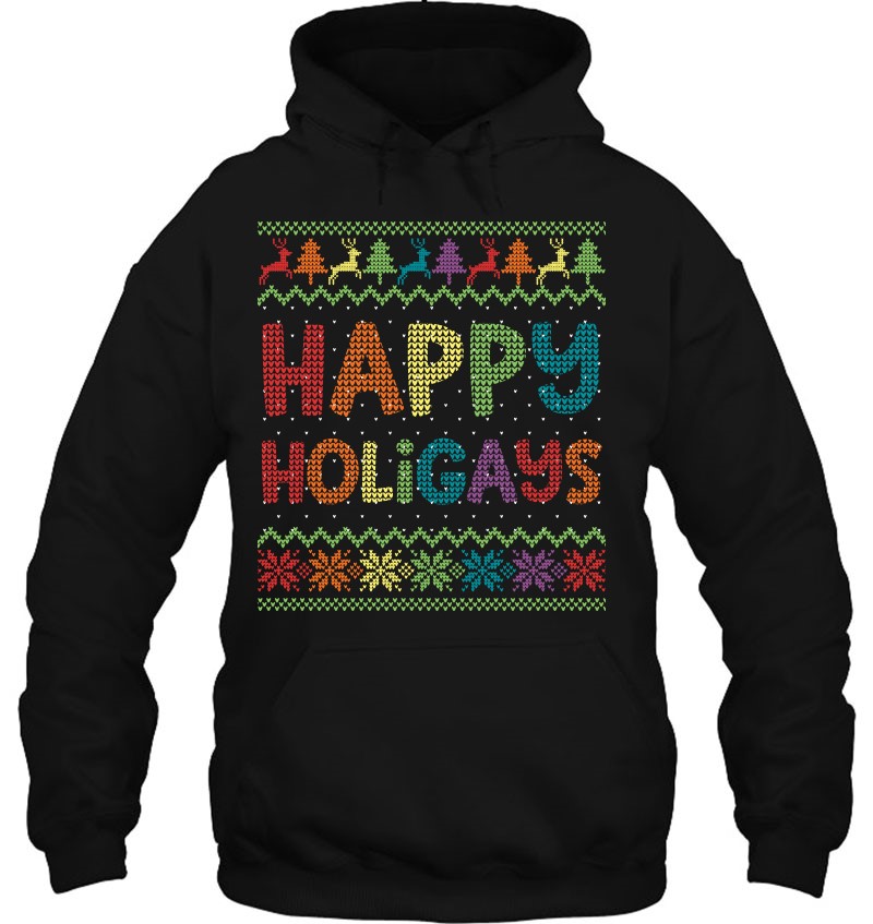 Gay Christmas Funny LGBT Happy Holigays Rainbow Party Gift Sweatshirt