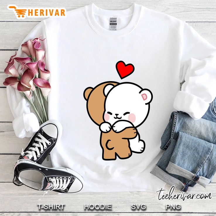 Milk Mocha Bear Safe In His Arms Love Hug Kiss Valentines Sweatshirt