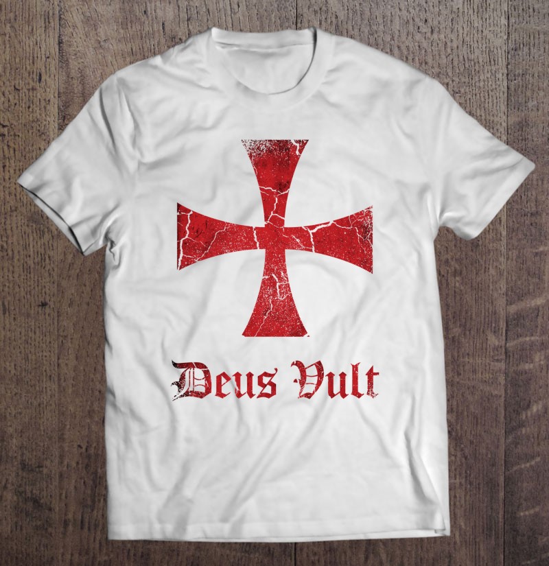 Distressed Deus Vult - Knights Templar Cross, Crusader Shirt