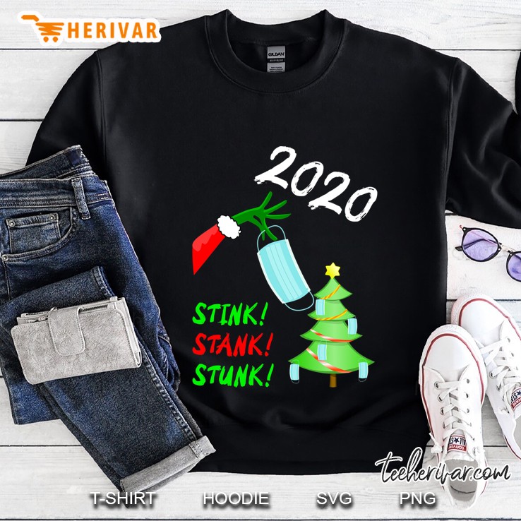 2020 Stink Stank Stunk Christmas Tree Elf Mask Funny Sweatshirt