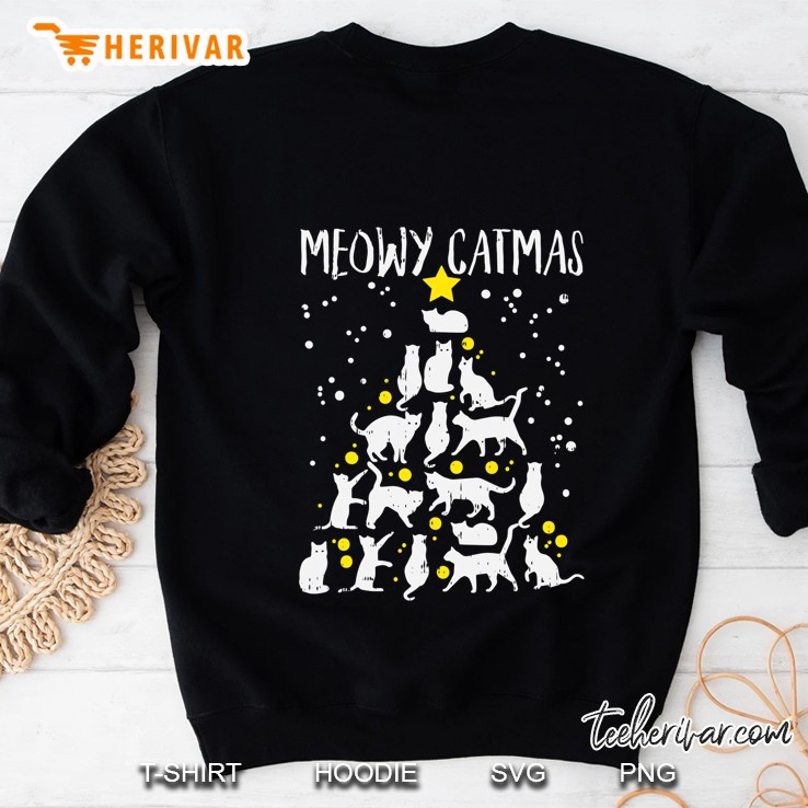 Meowy Catmas Cat Tree Cute Animal Kitten Christmas Xmas Gift Sweatshirt