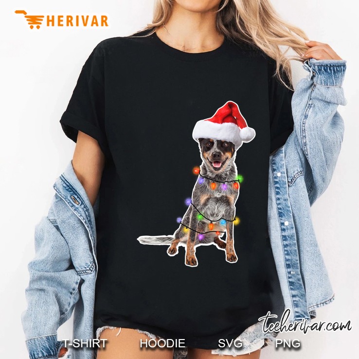 Christmas Australian Cattle Dog Lovers Santa Hat Ladies Tee