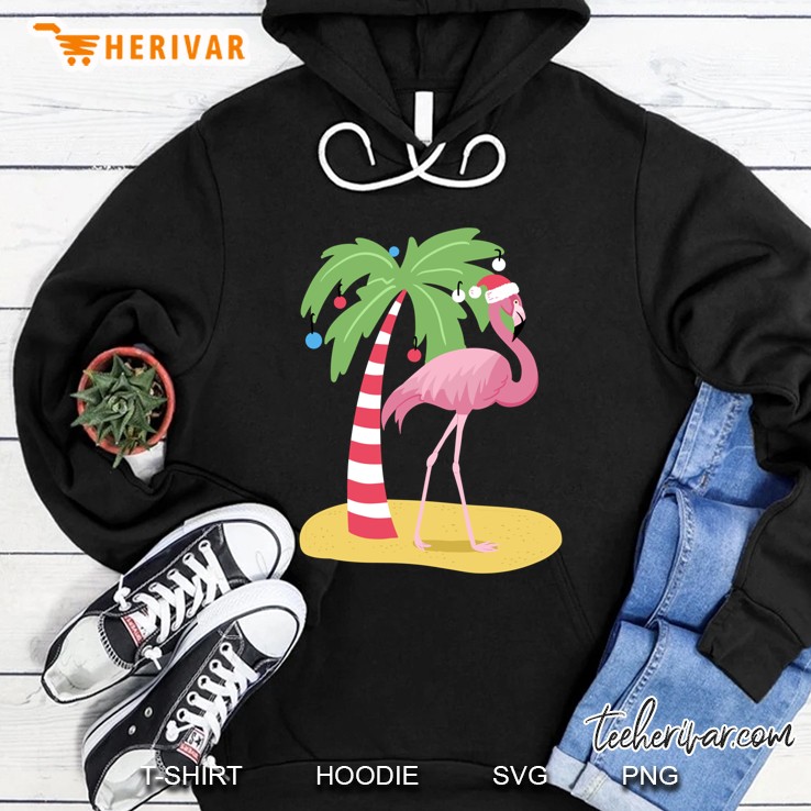 Christmas Flamingo Beach Tropical Hoodie