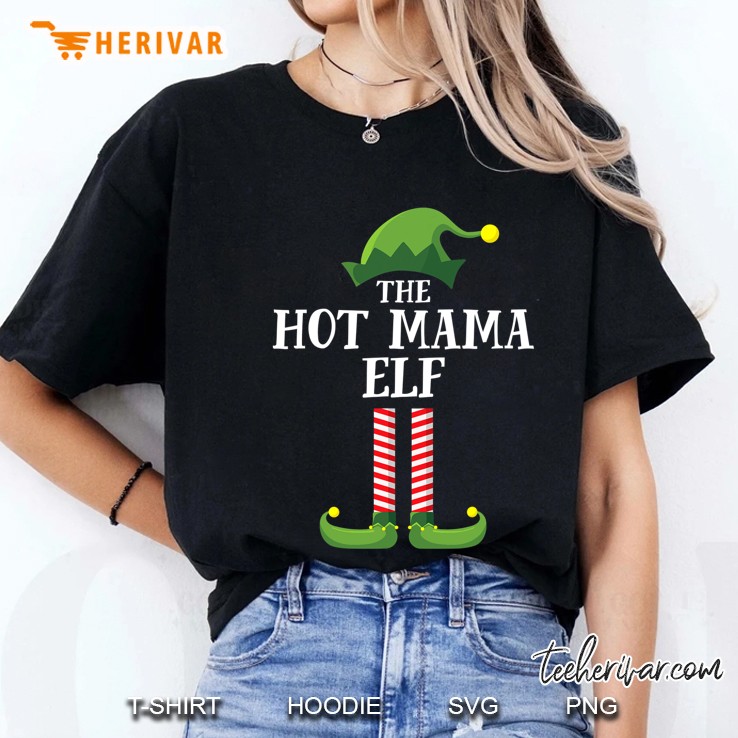 Hot Mama Elf Matching Family Group Christmas Party Ladies Tee